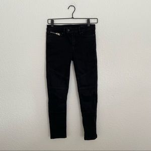 ALL SAINTS Women’s Size 25 Black Moto Skinny Denim Jean